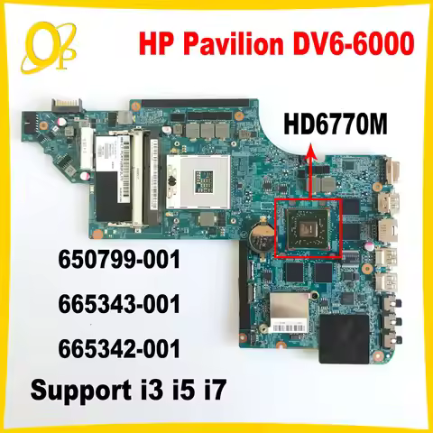 650799-001 665343-001 11A67-2 Mainboard for HP Pavilion DV6 DV6-6000 Laptop Mainboard with HD6770M G