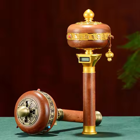 Tibetan intelligent hand cranked prayer wheel, Silent automatic counting scripture drum, Heart Mantr