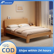 Solid Wood Bed Modern Simple Frame Queen Size Family Single Double Bed 2M Long Bedroom Furniture Bed