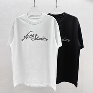Acne Studios Coat Printing Short Sleeves Black White Men Women T-shirt Summer Simple Oversize O-Neck