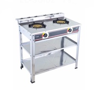 Stainless Steel Double Burner Gas Stove with Stand PVE