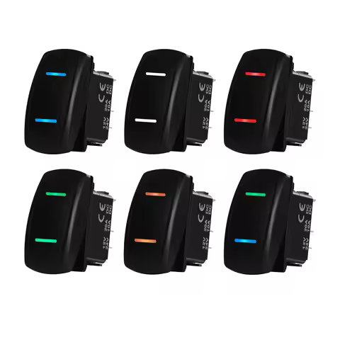 12V 20A White Dual Bar Rocker Switch 5Pin SPST ON OFF / 7Pin DPDT ON OFF ON Waterproof for Car Boat 