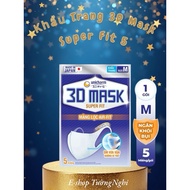 Super FIT Unicharm 3D mask, genuine product imported from Japan Size M, pack of 5 pieces - Eshop Tuo
