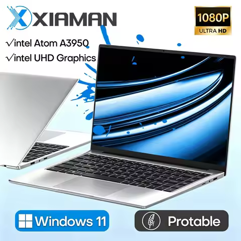 Xiaman 14.1 Inch HD Display Laptop Computer Windows 11 Pro Intel Atom A3950 Laptops Lightweight Note