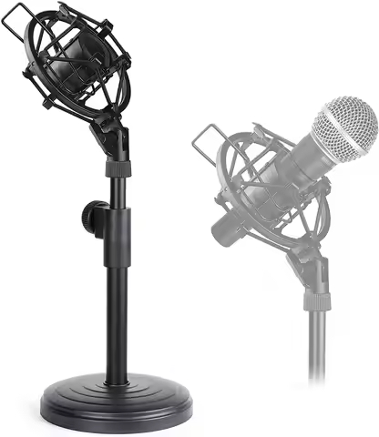 Desk Microphone Stand, Adjustable Table Mic Stand with Shock Mount Holder for Shure SM58-LC SM57-LC 