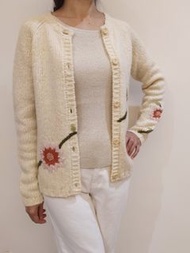 Hana Mokuba 花木馬專櫃 精緻珠飾花朵刺繡 粗針織/毛衣外套 #早春造型