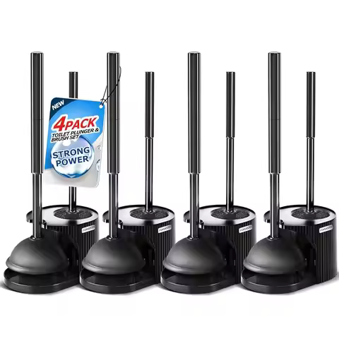 4Pa 2 In 1 Toilet Brush And Plunger Set, Extended Handle Plunger,Toilet Bowl Brush Plunger Set,Bathr