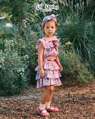 Lil’ Lapins Bunny Blooms Petite Set (เสื้อแขนกุดและกระโปรงระบายผูกโบว์พร้อมกางเกงขาสั้นซับใน และหมวก