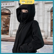 Jacket Fleece Hoodie Zip Blaclava Ninja Cotton Fleece 2 Wide Hats High Collar Face Cover with Inner 
