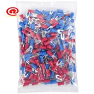 200pcs 16-14 AWG Red Blue Wire Connector Insulated Fork Terminal #4