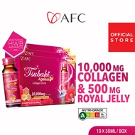 [3 Boxes] AFC Tsubaki Ageless Collagen Drink or Anti Aging Bright Glowing Radiant Hydrated Skin Fight Pigmentation &amp; Acne Scar - Best Absorption Marine Collagen Peptides + Royal Jelly • Peach Taste • Made in Japan • 50ml x 10