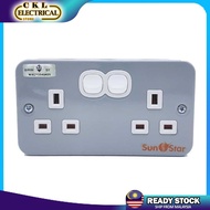 SUNSTAR 13A METAL SWITCH SOCKET Metal Clad Socket Outlet Extension Socket Besi Metal Socket Plug