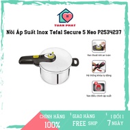Tefal Secure 5 Neo P Stainless Steel Mechanical Pressure Cooker2534237, 4 Liter Capacity, 6 Liters Super Fast Cooking, Can Be Used Induction Hob