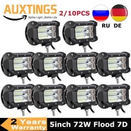 2 / 10PCS 5" 72W LED Work Light Bar Driving Lamp 7D Flood For Offroad Auto 4WD 4x4 UAZ SUV SUV SUV M