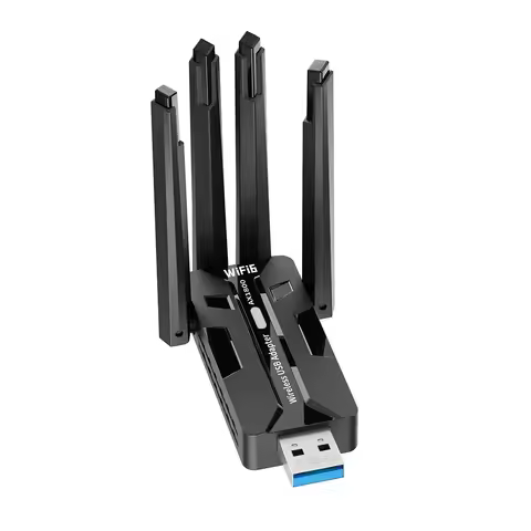 WiFi 6 USB Adapter 1800Mbps Dual Band 5GHz 2.4GHz Wireless Network Card with 4 High Gain Antennas US