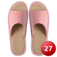 Four Seasons Linen Genuine Leather Slippers-Pink (27) [Big Buyer]