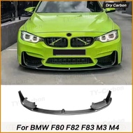 Real Dry Carbon Fiber Car Front Bumper Lip Side Splitter Corner Bodykit 3PCS MP Style For BMW M3 F80