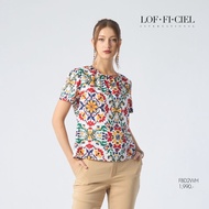 LOF-FI-CIEL Womans blouse Mosaic เสื้อผู้หญิง แขนสั้น สีเขียว FBD2WH