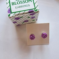 美國西洋古董飾品 /1985年AVON紫色玫瑰針式耳環/復古珠寶首飾