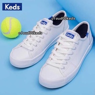 KEDS WH57559 KICKSTART LEATHER WHITEBLUE รองเท้าผ้าใบผู้หญิง แบบผูกเชือก สีขาว