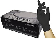 Nitras Medical 8320 Black Wave Nitrile Disposable Gloves, Black, Size M, Pack of 100