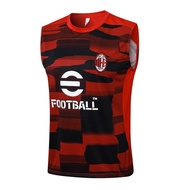Áo Tập Luyện Bóng Đá AC Milan 2425 AC Đỏ Nhanh Khô Mới Cho Nam Quần Short Bóng Đá Vải Polyester Áo B