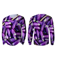 Baju Jersey Kaos Uniseks Motif Sayuran Terong Ungu Full Printing Lengan Pendek Gaya Casual