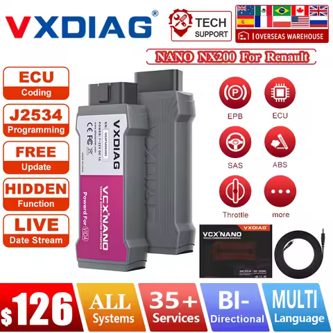 VXDIAG VCX NANO NX200 For Renault Auto All Systems Diagnostic Tool Nano For Renault J2534 ECU Coding