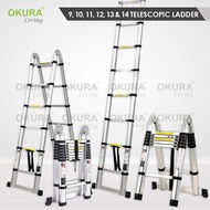 OKURA Multipurpose Telescopic Aluminum Ladder 3.2m/3.8m/4.4m Extendable Foldable Ladder Lightweight 