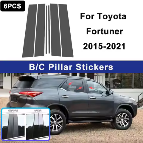 For Toyota Fortuner 2015-2021 Window B C Pillar Post Cover Trim Stickers Door Column Decorative Exte