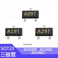 100pcs SMD AO3400 AO3401 AO3402 SOT23 A09T A19T A29T  P-Channel Mosfet Transistor
