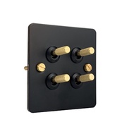 LIWBET Black Color Wall Switch And Metal Panel 1 Gang / 2 Gang / 3 Gang / 4 Gang 2 Way Light Switch