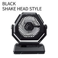 2024 New Multi functional Shaking Head Camping Fan 6000mAh Rechargeable Outdoor Fan 6-inch Portable 