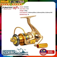 YUMOSHI HF 2000 - 8000 Series 12 Ball Bearing Spinning Fishing Reel - Gold