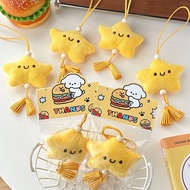 Cute Yellow Star Keychains Smiling Star Tassel Keyrings with Tassel Couple Bag Hanging Accessory