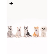 Schnauzer Husky White Shiba Inu Bichon Frise Collie Real Puppy Resin Figurine Model Doll