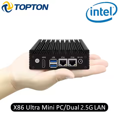 Topton X86 Fanless Mini PC J4125 J4105 Quad Core 2x i226-V 2.5G Nics Firewall Computer PC NVMe 2xUSB