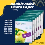 Quaff Double-Sided Glossy Photo Paper A4 Size, 120gsm, 300gsm, 50 Sheets Pack