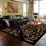 Modern retro living room carpet, high-end leopard print sofa, coffee table carpet, bedroom room, dre