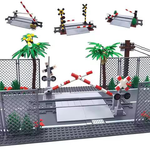 Compatible With LEGO City Train Intersection Passage Railway Tracks MOC Bricks Toys Building Blocks