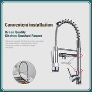 GUGA kitchen faucet 304 stainless steel spring faucet can rotate hot and cold water faucet sink univ