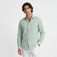 KEMEJA VENGOZ Men's Shirt - Oliver Stripe Shirt Slim Fit Sage Green Men Shirt