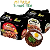 Bag of 5 packs of Korean black bean noodles mixed with Chajang 78G - Free 1 pack of lemon tea in zip