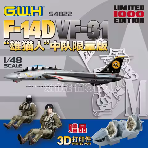 Great Wall Hobby Aircraft Scale Model Kit S4822 F-14D VF-31 Squadron Commemorative Livery Limited Ed