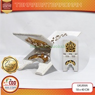 Rehal Folding Rekal Marble Motif Iqro Al Quran Medium Large Mini Carved Mahogany Wood Polish Size 18