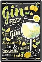 WOGEKA ART Retro Tin Sign - Gin Fizz Cocktail Recipe - Funny Saying as Gift Idea for Birthday Christ