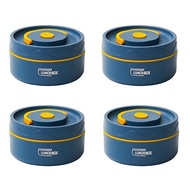 4X Food Lunch Container,Stainless Steel Lunch Container Portable Bento Box Food Container Blue A