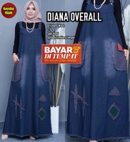 Overall Wanita Gamis Jeans Rok Jeans Overall Jumpsuit Baju kodok Wanita - Gamis Non Busui Hamil Outer Wanita Muslim Hijab Diana - Baju Korea Terbaru