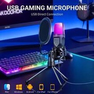 1pc USB Condenser Microphone With Customizable RGB Lighting - AI Smart Noise Proof Cardioid Micropho