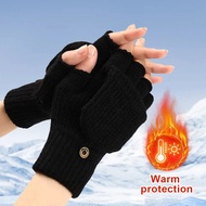 3/2/1pcs Usb Rechargeable Heated Knitted Gloves Winter Half Finger Snowboard Gloves Outdoor Sports H
